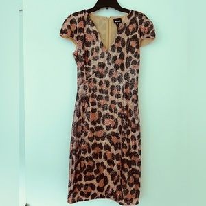 Just Cavalli Pink Leopard Print Short Sleeve Sequin Dress